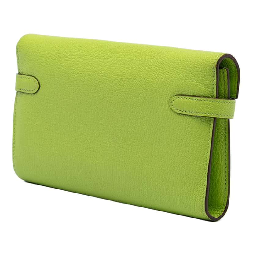Hermès Chevre Mysore Kelly Longue Wallet Green Leather Very good condition - Back View