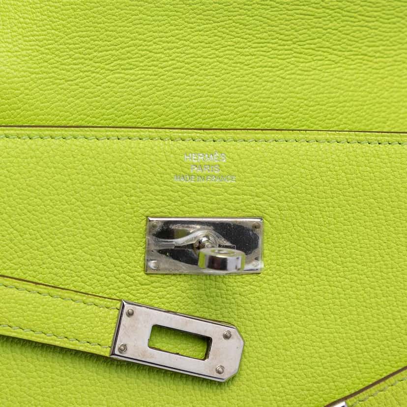 Hermès Chevre Mysore Kelly Longue Wallet Green Leather Very good condition - Box View