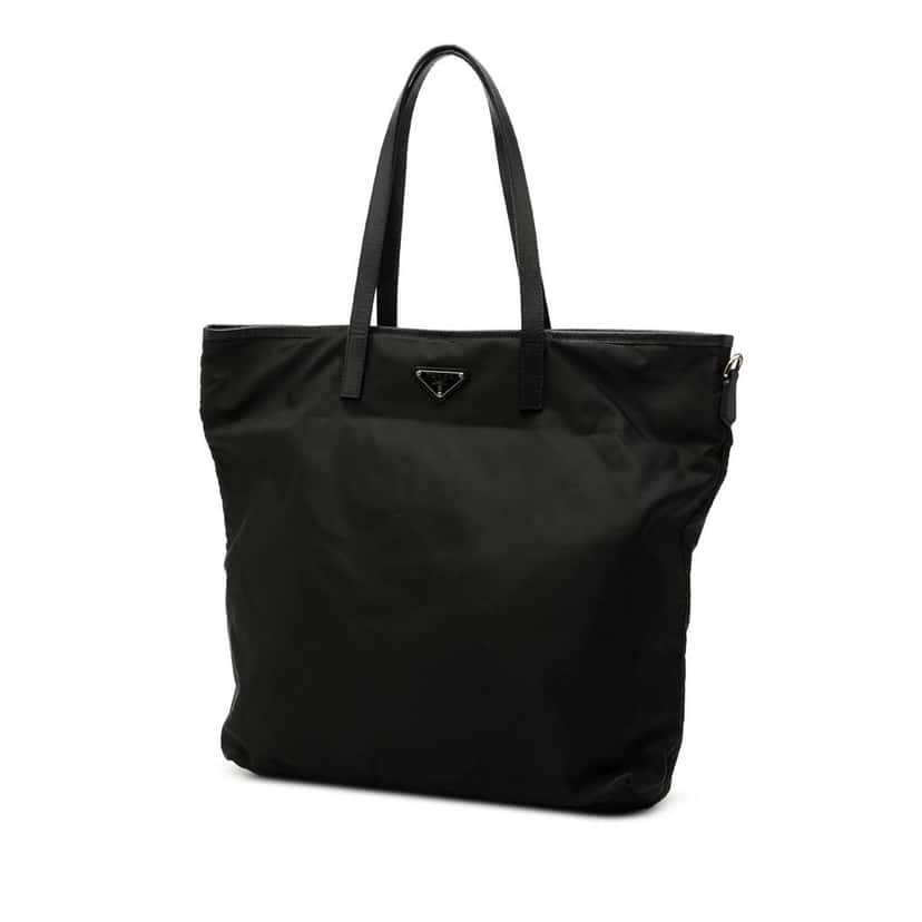 Prada Saffiano Trimmed Tessuto Applique Tote Black Very good condition - Back View
