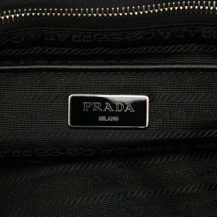 Prada Saffiano Trimmed Tessuto Applique Tote Black Very good condition - Box View