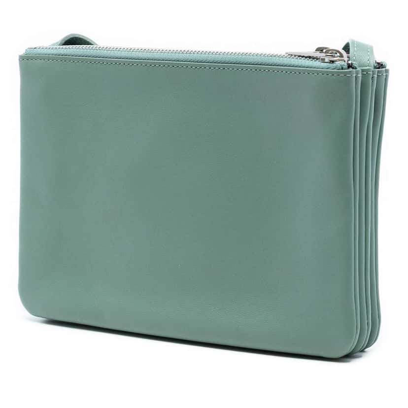 Celine Small Lambskin Trio Crossbody Green Leather Good condition - Back View