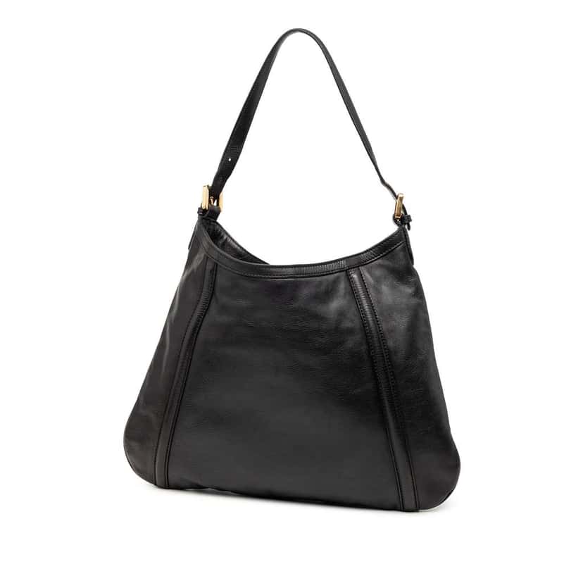 Gucci Calfskin Interlocking G Britt Shoulder Bag Black Leather Very good condition - Back View