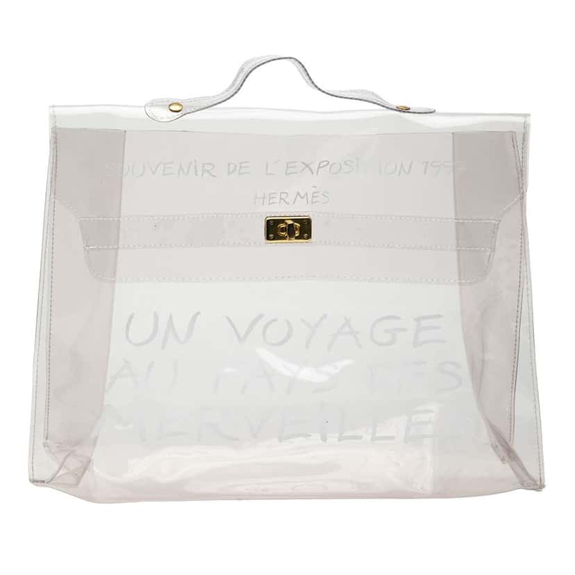 Hermès Vinyl Souvenir De L Exposition Kelly Handbag White Good condition - Front View