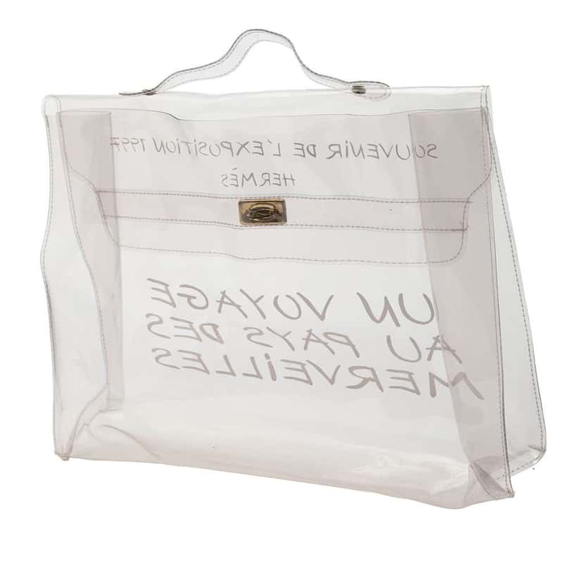 Hermès Vinyl Souvenir De L Exposition Kelly Handbag White Good condition - Back View