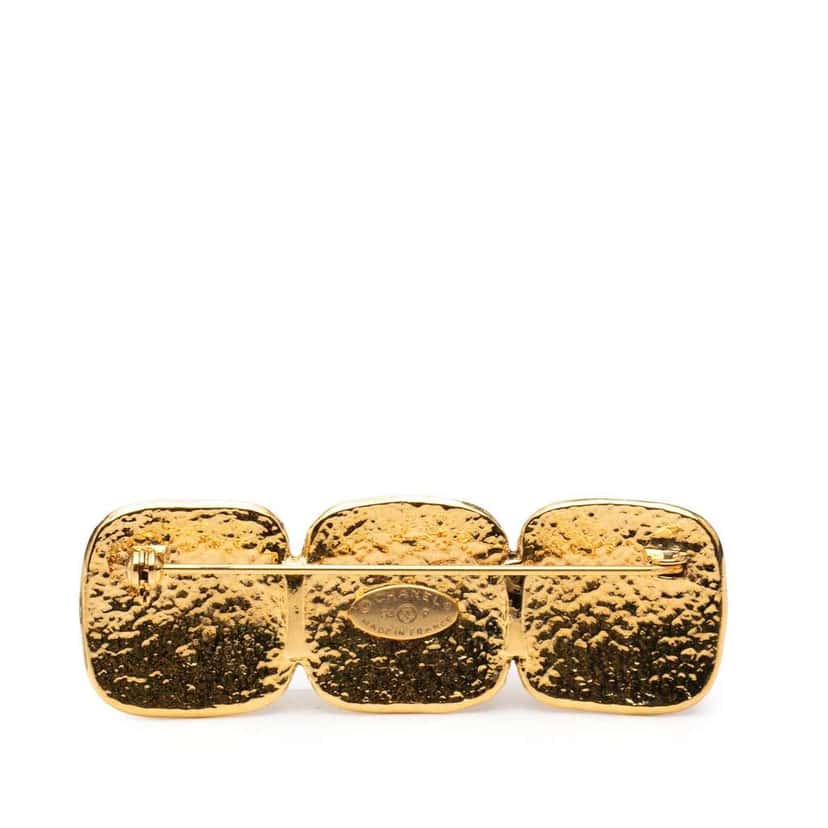 Chanel Triple CC Gold Plated Pin Brooch Gold Metal Very good condition - Back View