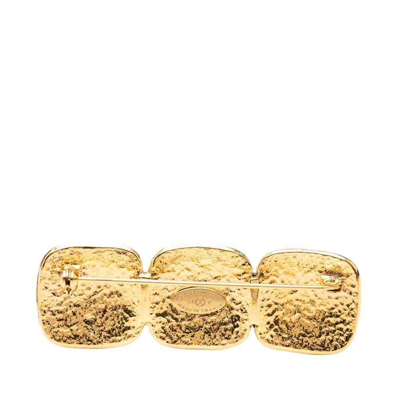 Chanel Triple CC Gold Plated Pin Brooch Gold Metal Very good condition - Inside View