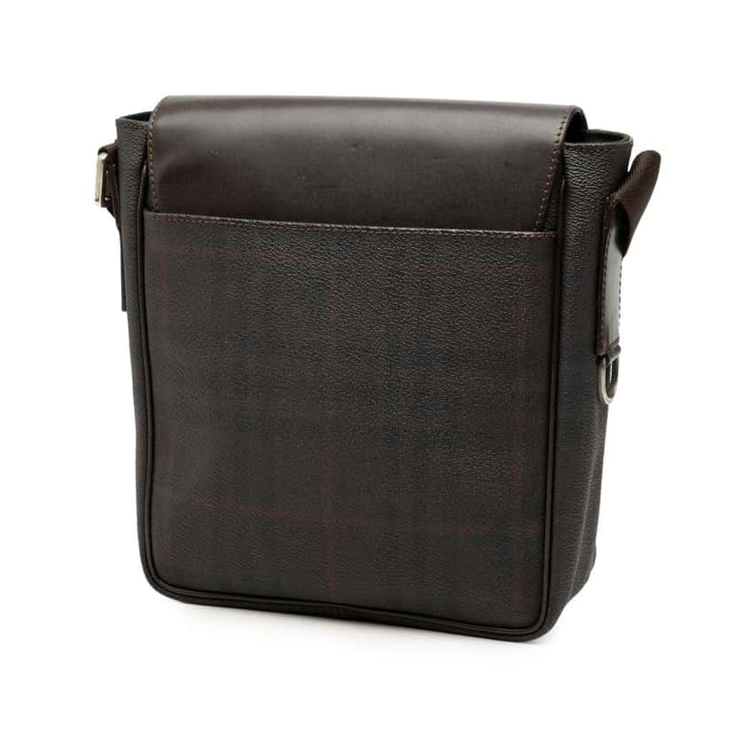 Burberry Smoke Check Coated Canvas and Leather Crossbody Brown Canvas Very good condition - Back View