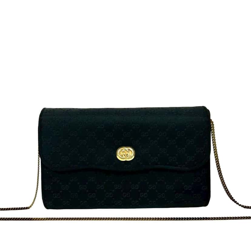Gucci Micro GG Nylon Chain Crossbody Black Good condition - Front View