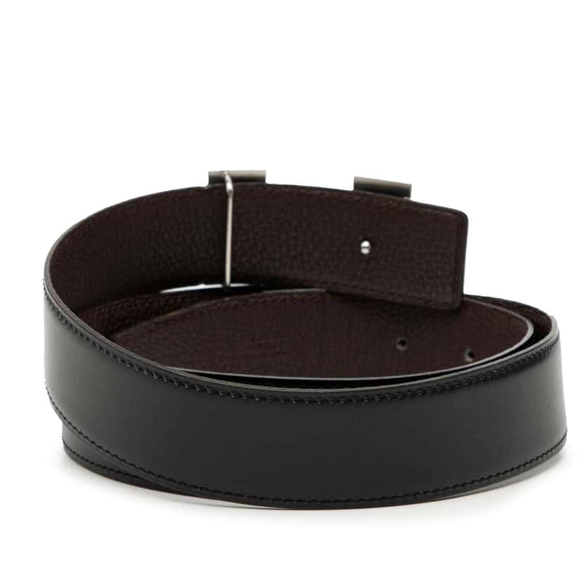 Hermès Swift and Togo Constance H Martelee Reversible Belt Black Leather Good condition - Inside View