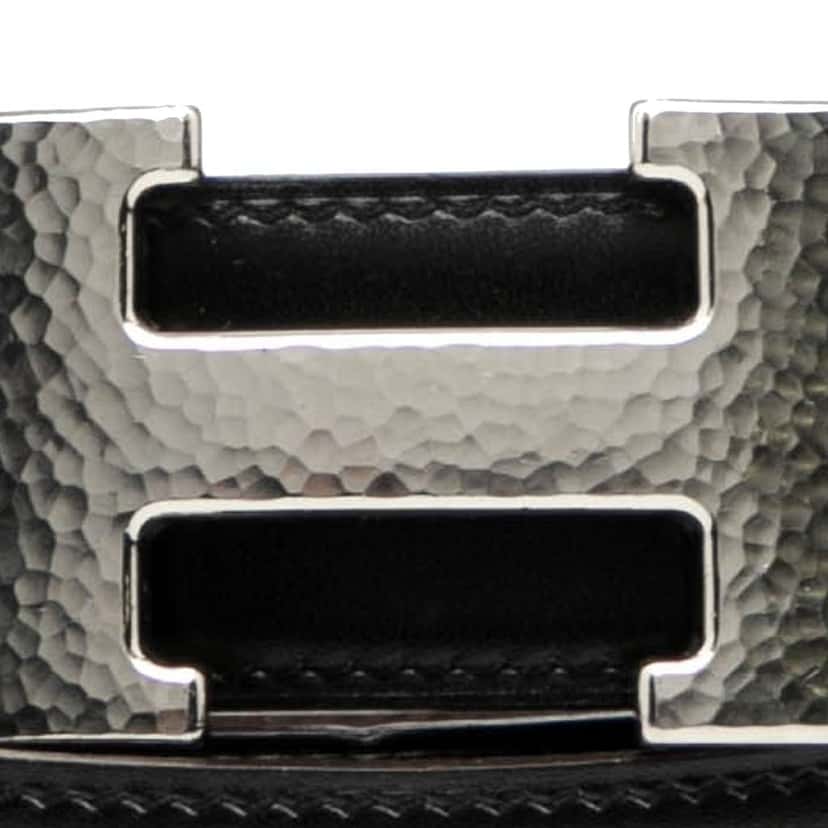 Hermès Swift and Togo Constance H Martelee Reversible Belt Black Leather Good condition - Model View