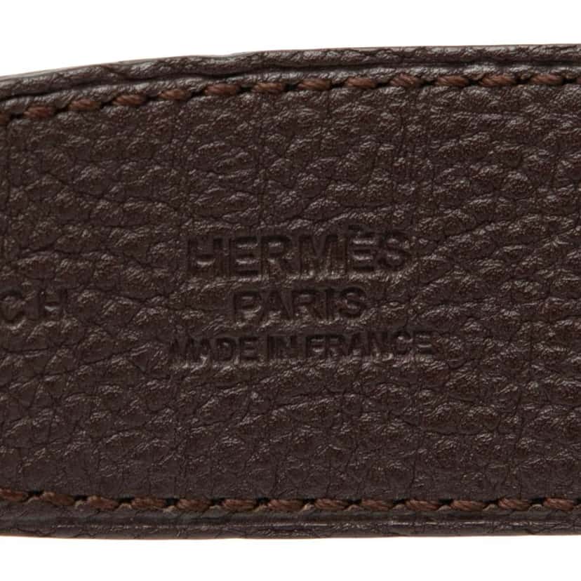Hermès Swift and Togo Constance H Martelee Reversible Belt Black Leather Good condition - Box View