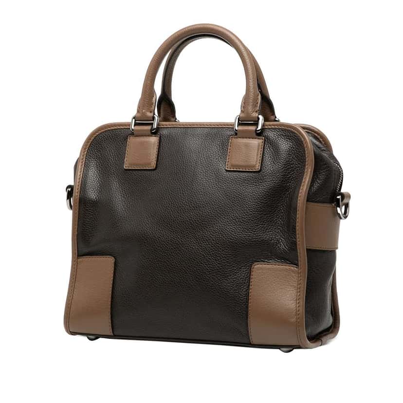 Loewe Bicolor Grained Calfskin Cruz Satchel Brown Leather Good condition - Back View