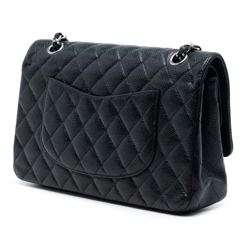 Chanel Medium Classic Caviar Double Flap Black Leather Good condition - Back View