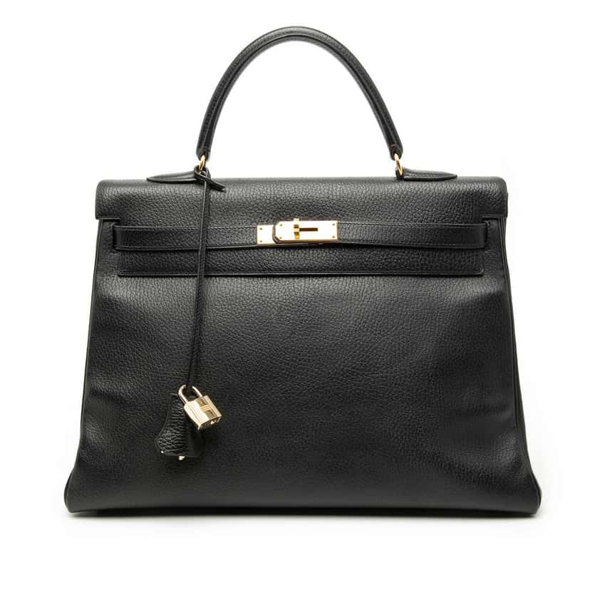 Hermès Ardennes Kelly Retourne 35 Black Leather Good condition - Front View