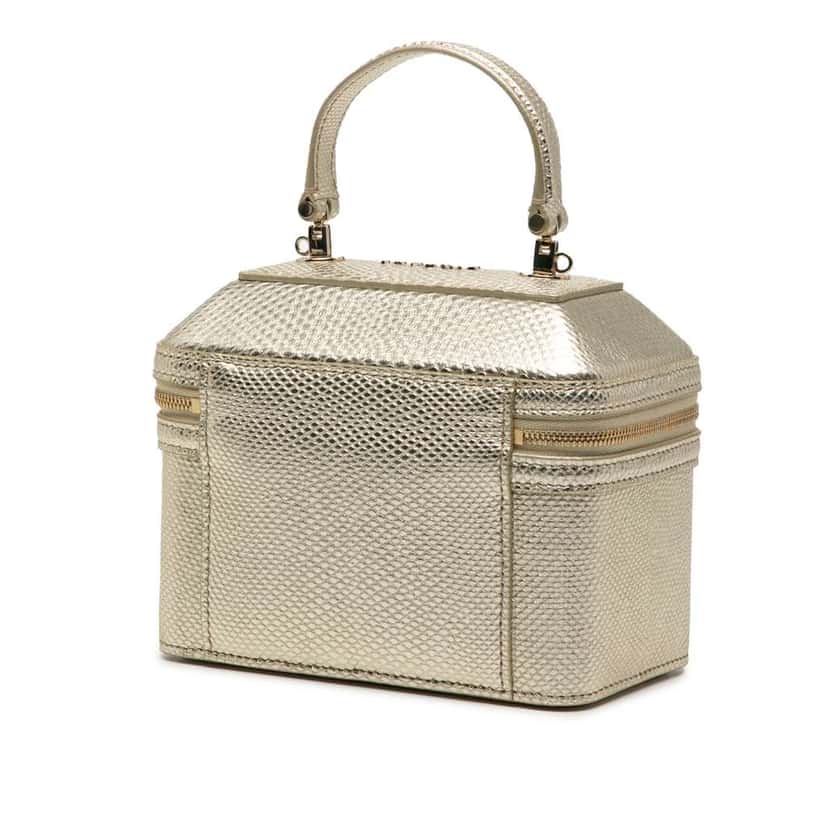 Bvlgari Embossed Leather Serpenti Forever Vanity Bag Gold Leather Good condition - Back View