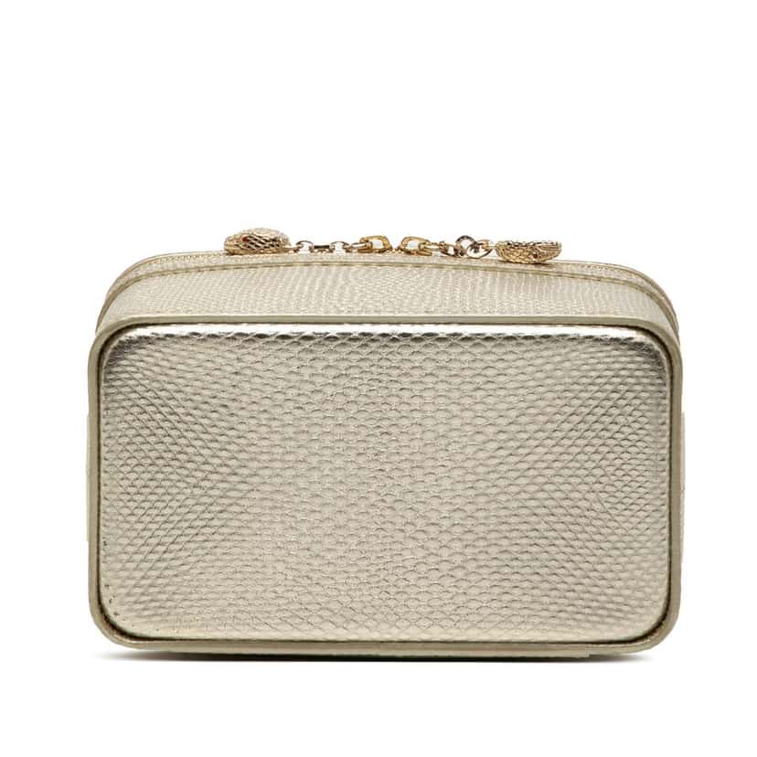 Bvlgari Embossed Leather Serpenti Forever Vanity Bag Gold Leather Good condition - Inside View