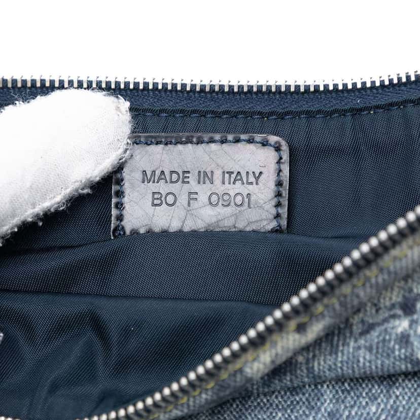 Dior Mini Canvas Denim Print Saddle Pochette Blue Canvas Good condition - Box View