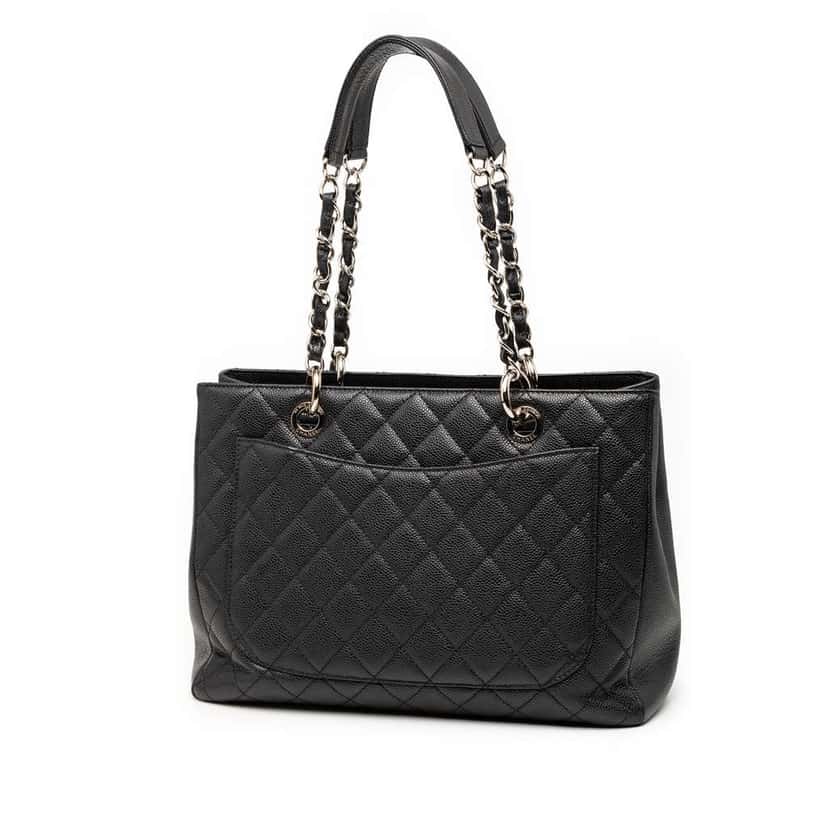 Chanel Caviar Grand Shopping Tote Black Leather Good condition - Back View