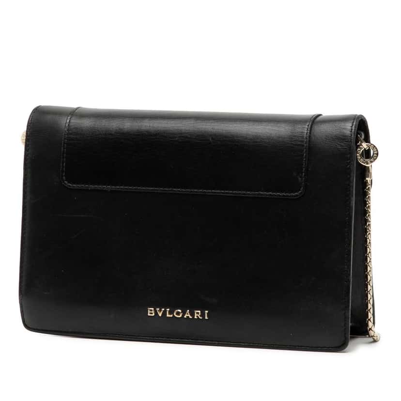 Bvlgari Leather Serpenti Forever Wallet On Chain Black Leather Good condition - Back View