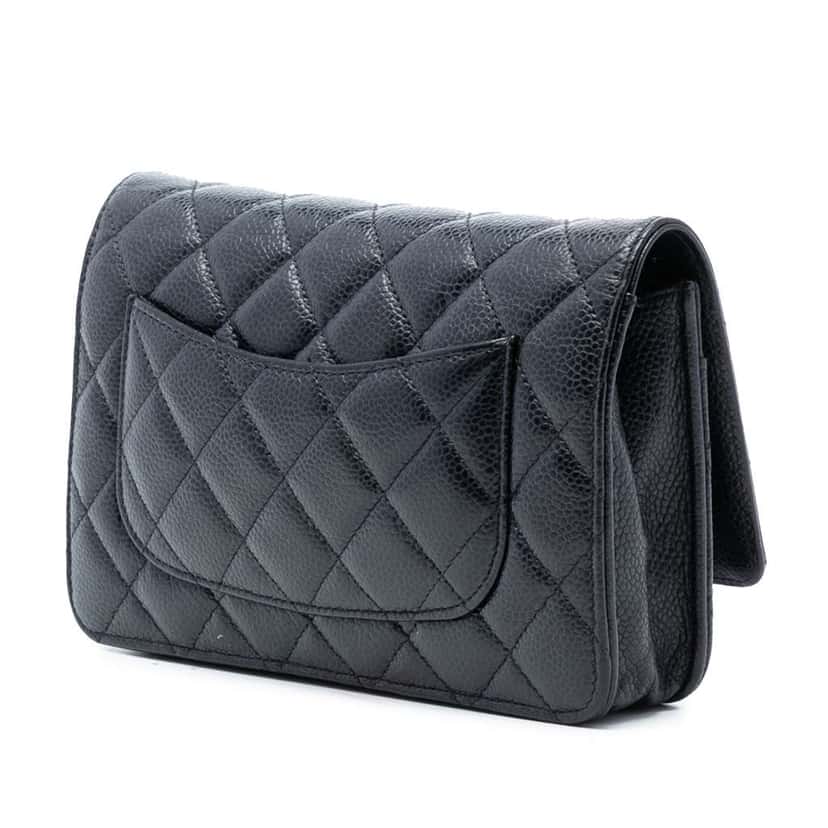 Chanel CC Quilted Caviar Wallet on Chain Black Leather Good condition - Back View