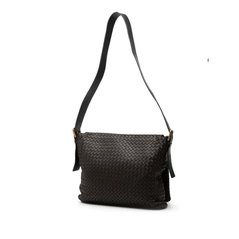 Bottega Veneta Nappa Intrecciato Flap Crossbody Brown Leather Good condition - Back View