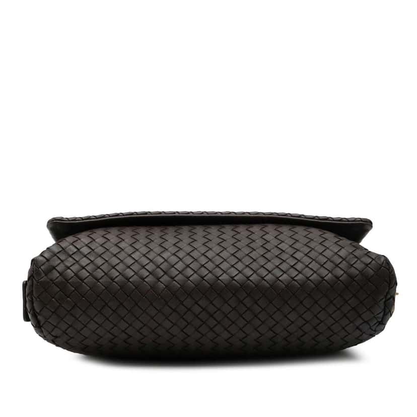 Bottega Veneta Nappa Intrecciato Flap Crossbody Brown Leather Good condition - Inside View