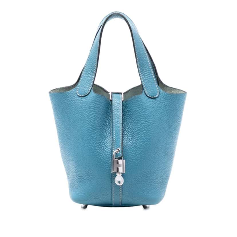 Hermès Clemence Picotin Lock 18 Blue Leather Good condition - Front View