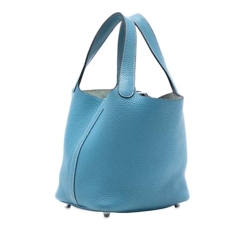 Hermès Clemence Picotin Lock 18 Blue Leather Good condition - Back View