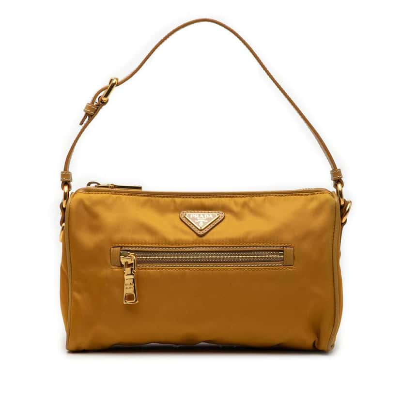 Prada Saffiano Trimmed Tessuto Handbag Yellow Canvas Very good condition - Front View