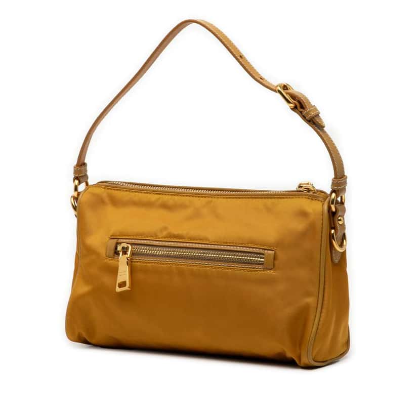 Prada Saffiano Trimmed Tessuto Handbag Yellow Canvas Very good condition - Back View