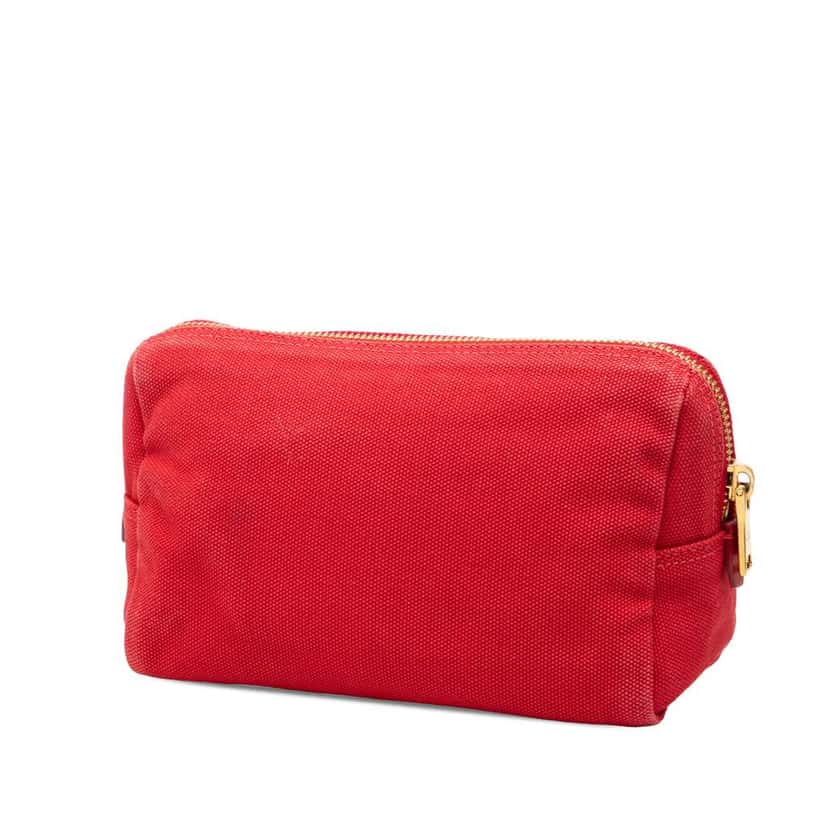 Prada Canvas Canapa Logo Pouch Red Canvas Very good condition - Back View