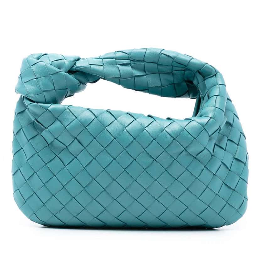 Bottega Veneta Mini Nappa Intrecciato Jodie Blue Leather Very good condition - Front View