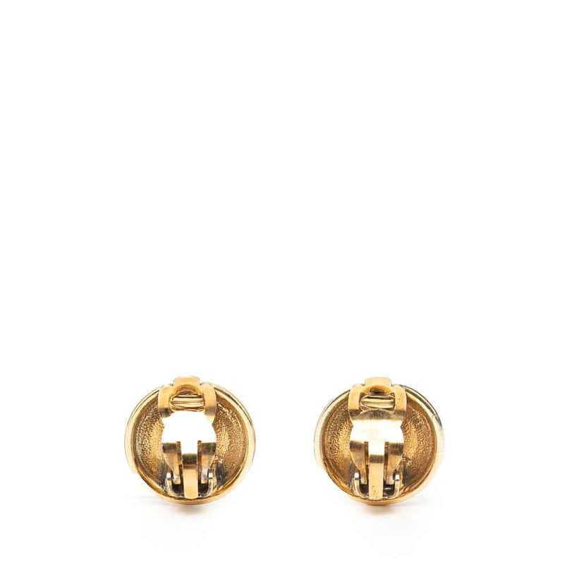 Chanel Gold Plated CC Button Clip on Earrings Gold Metal Very good condition - Back View