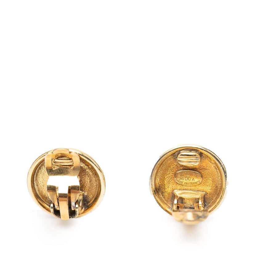 Chanel Gold Plated CC Button Clip on Earrings Gold Metal Very good condition - Inside View
