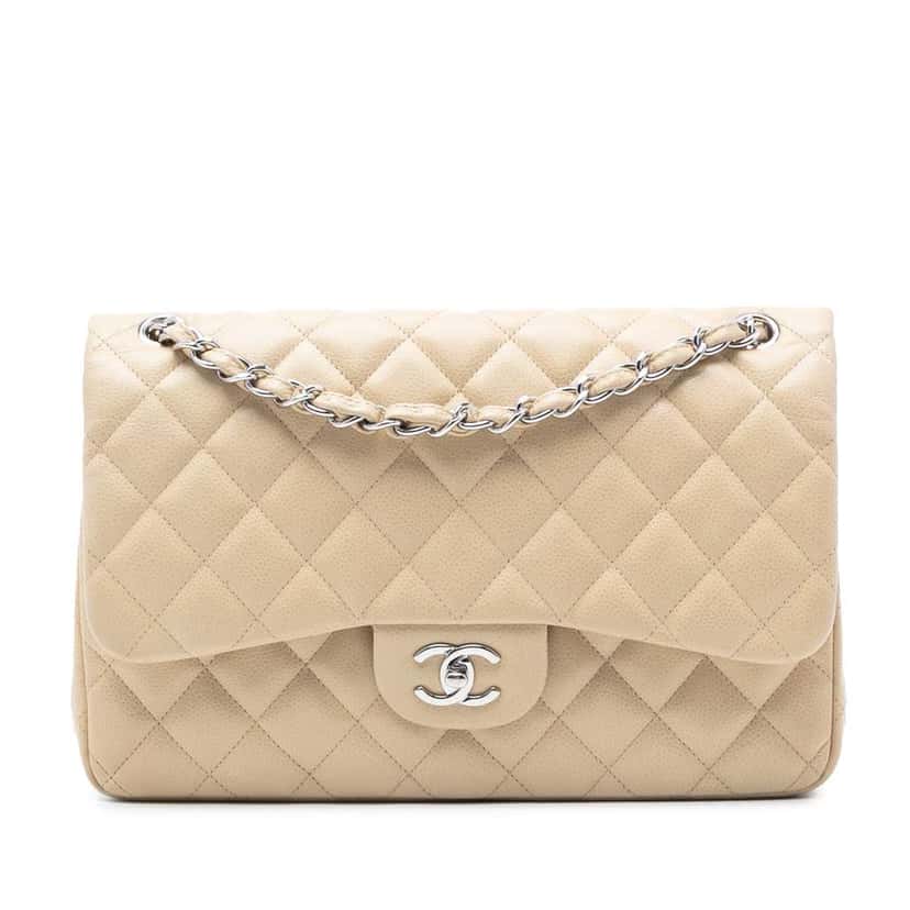 Chanel Jumbo Classic Caviar Double Flap Brown Leather Very good condition - Front View