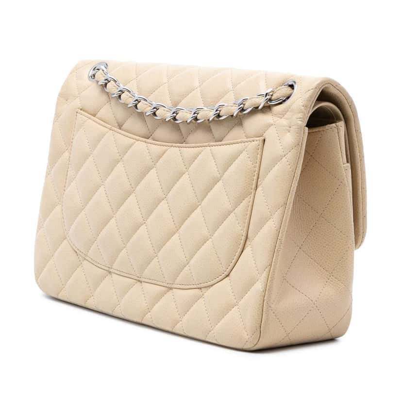 Chanel Jumbo Classic Caviar Double Flap Brown Leather Very good condition - Back View