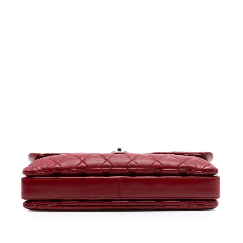 Chanel Maxi Lambskin 3 Accordion Flap Red Leather Good condition - Inside View