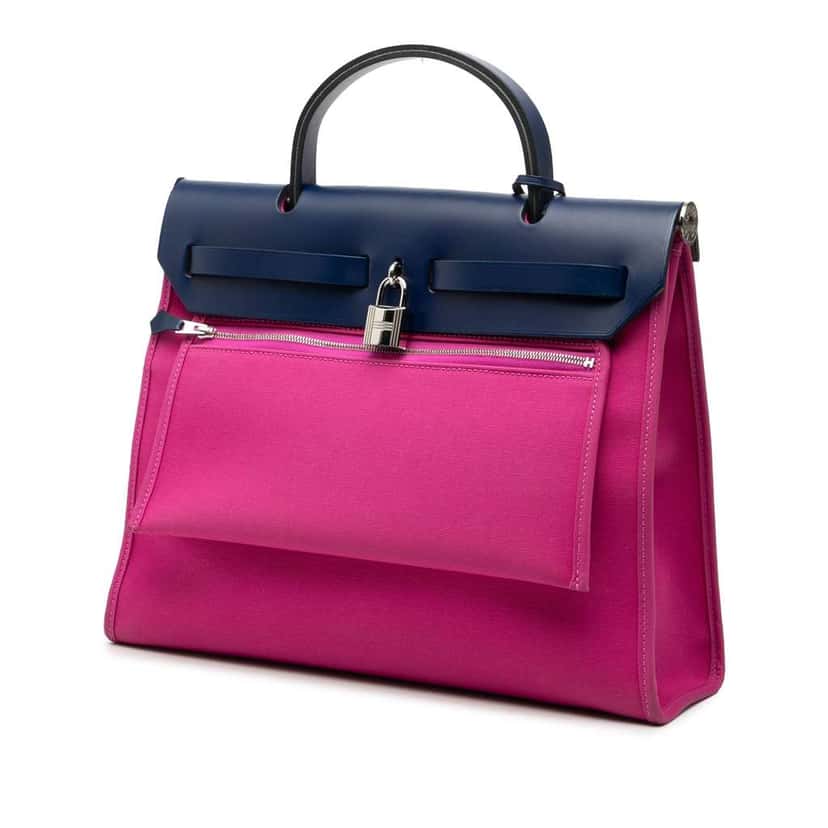 Hermès Toile Herbag Zip 31 Pink Canvas Good condition - Back View