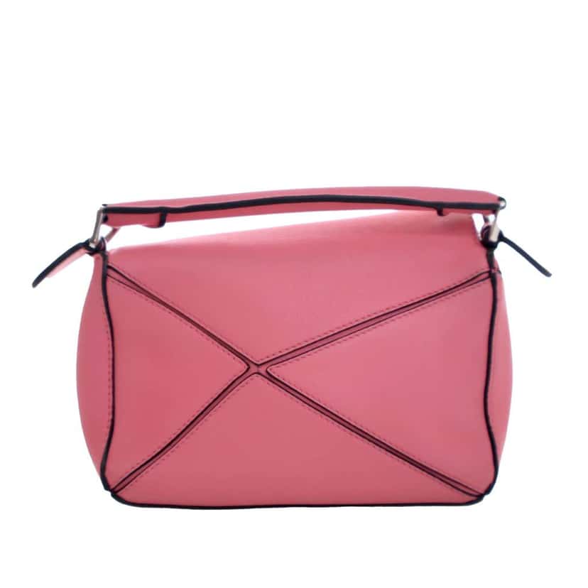 Loewe Mini Calfskin Puzzle Edge Satchel Pink Leather Good condition - Model View