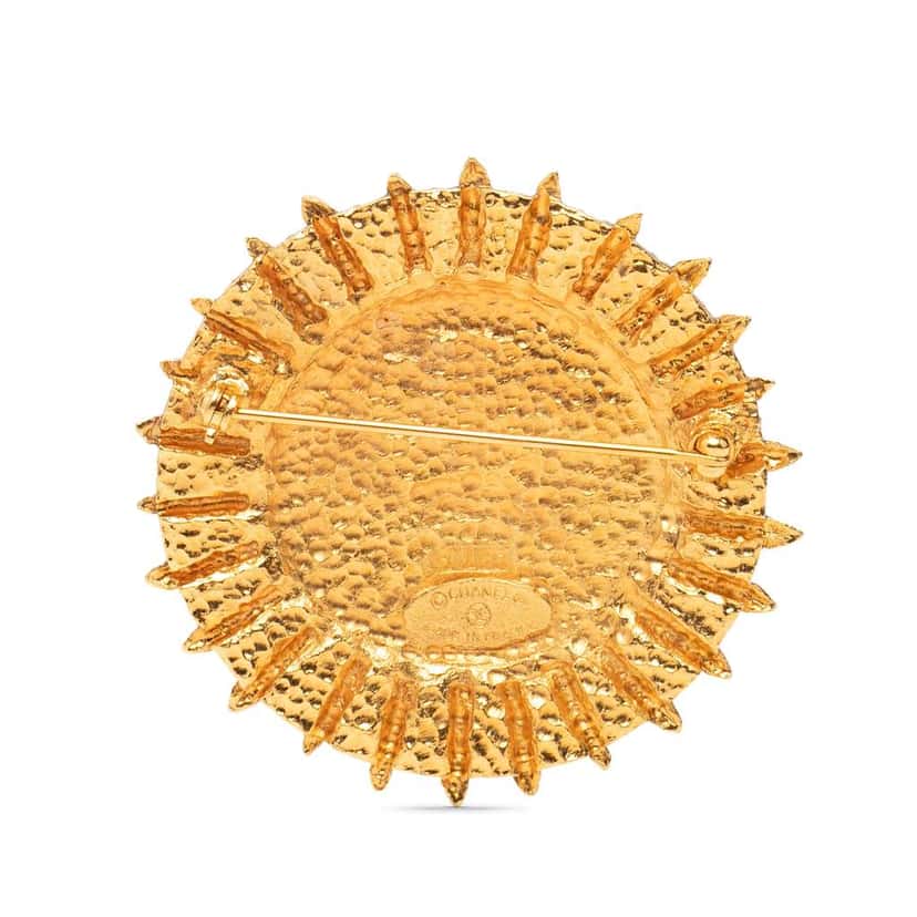Chanel Gold Plated Coat of Arms Pin Brooch Gold Metal Very good condition - Back View