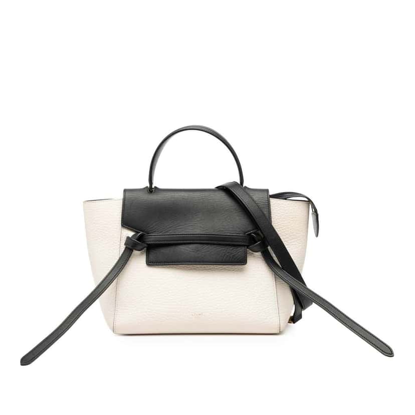 Celine Micro Bicolor Leather Belt Satchel White Leather Very good condition - Front View