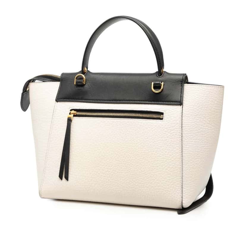 Celine Micro Bicolor Leather Belt Satchel White Leather Very good condition - Back View