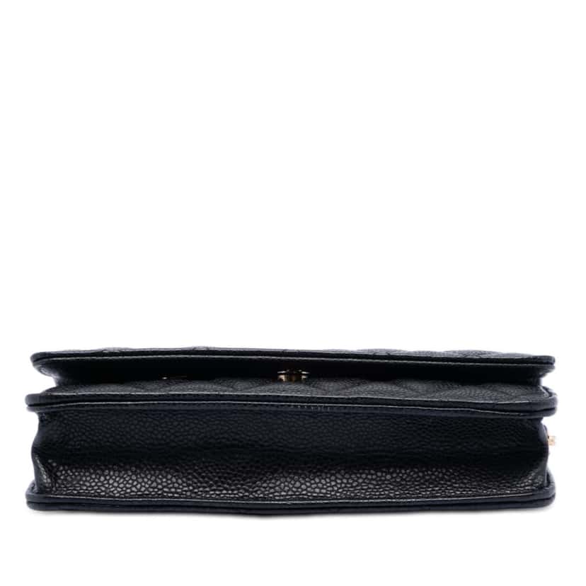 Chanel CC Quilted Caviar Wallet on Chain Black Leather Good condition - Back View