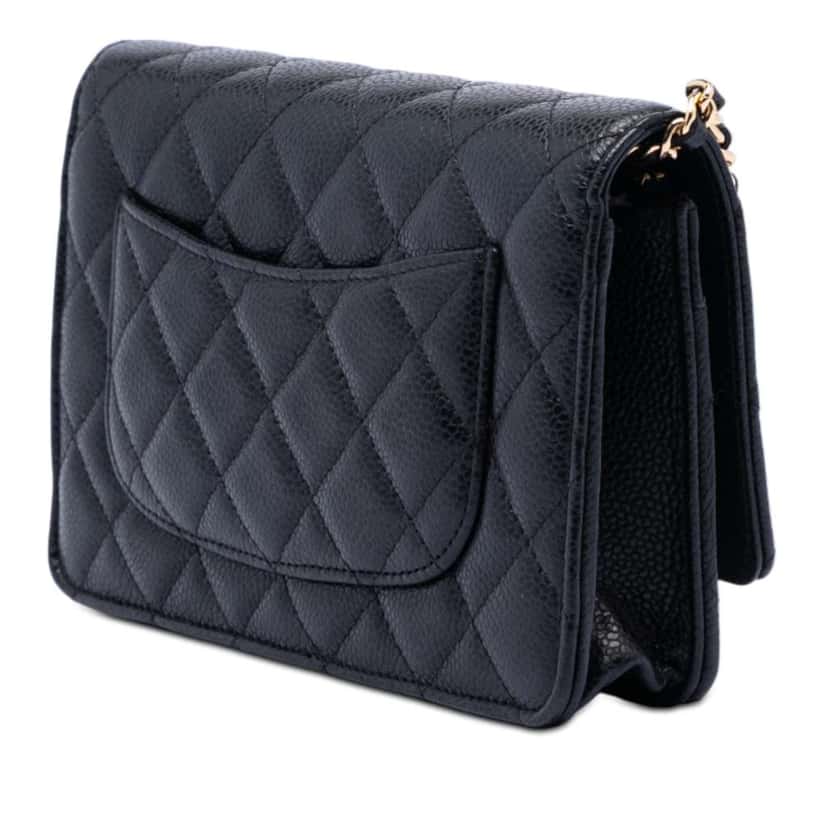 Chanel CC Quilted Caviar Wallet on Chain Black Leather Good condition - Inside View