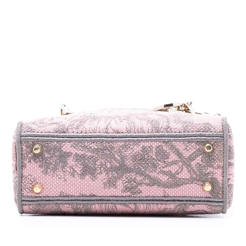 Dior Mini Embroidered Canvas Toile De Jouy Lady D Lite Pink Canvas Good condition - Inside View