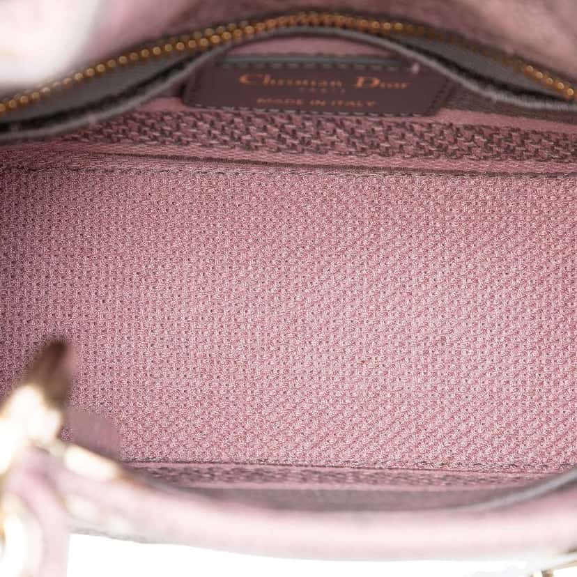 Dior Mini Embroidered Canvas Toile De Jouy Lady D Lite Pink Canvas Good condition - Model View