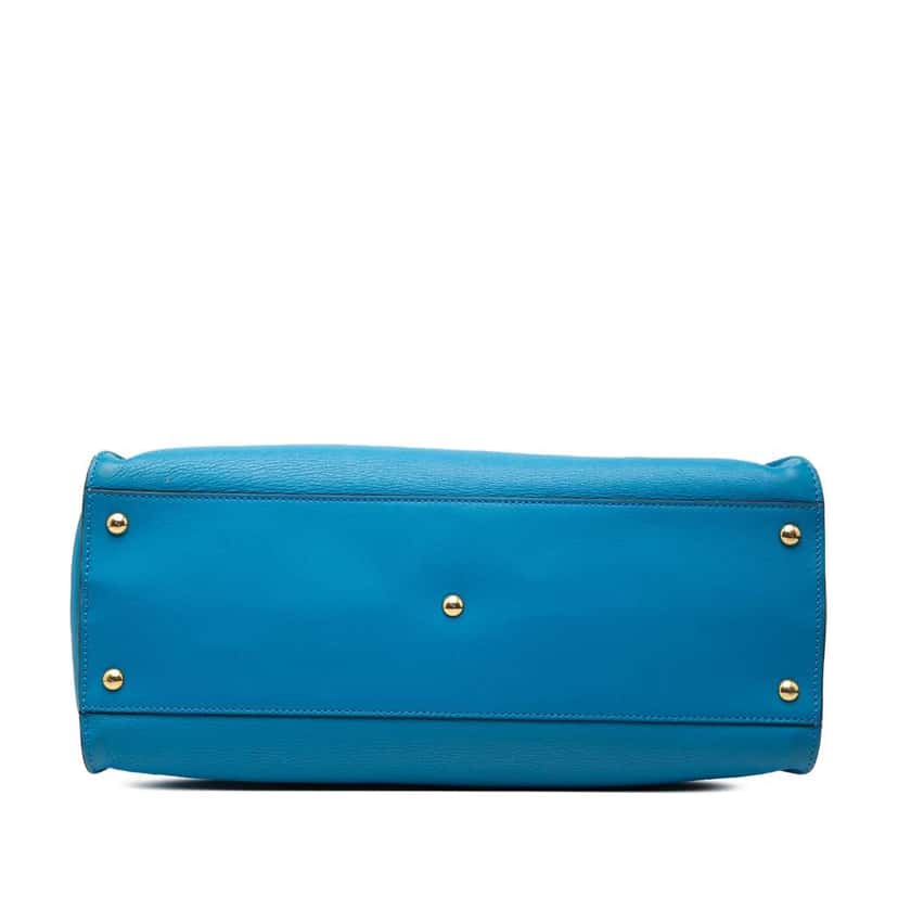 Fendi Large Leather Studded Monster Eyes Peekaboo Iconic Satchel Blue Leather Good condition - Inside View