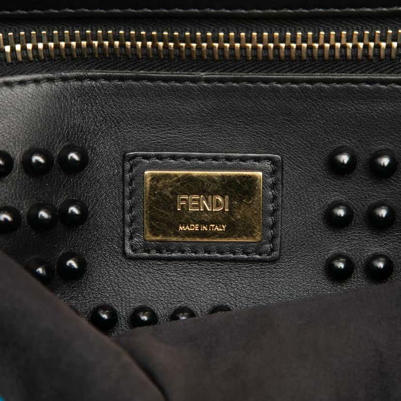 Fendi Large Leather Studded Monster Eyes Peekaboo Iconic Satchel Blue Leather Good condition - Box View