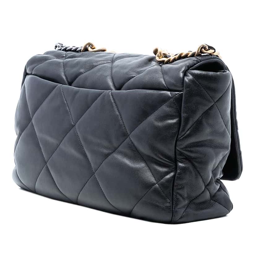 Chanel Maxi Lambskin 19 Flap Black Leather Very good condition - Back View