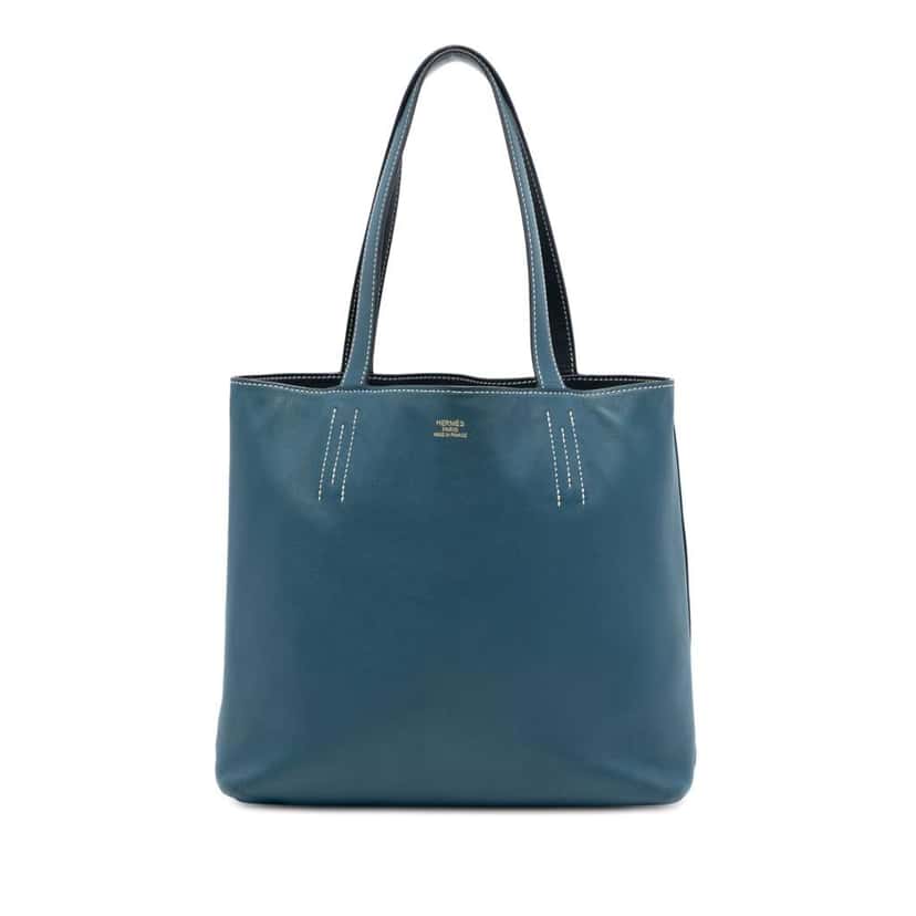 Hermès Clemence Double Sens 28 Blue Leather Good condition - Front View